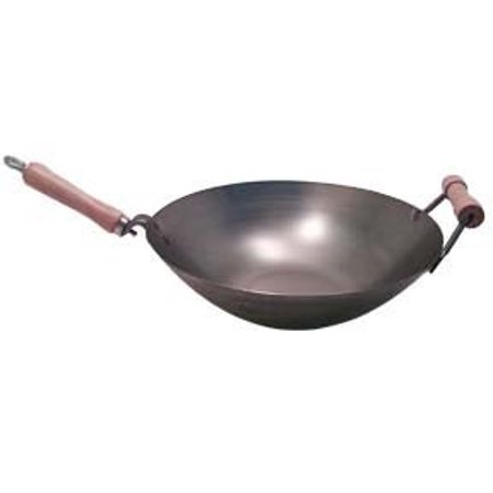 14 Inch Flat Bottom Carbon Steel Wok w Helper Handle 14 Inch Flat