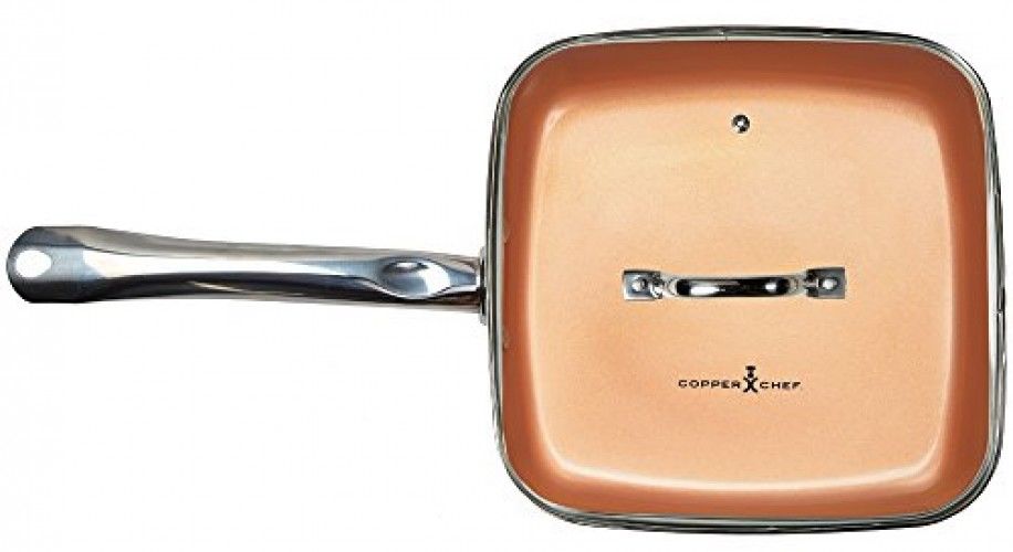 Copper Chef Square Fry Pan with Lid, 9.5 inch Square 9.5 inch