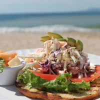 open-faced shrimp salad sandwich