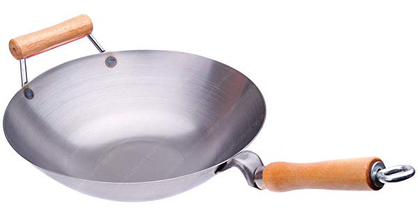 M.V Trading 14 Inches Carbon Steel Wok with Helper Handle