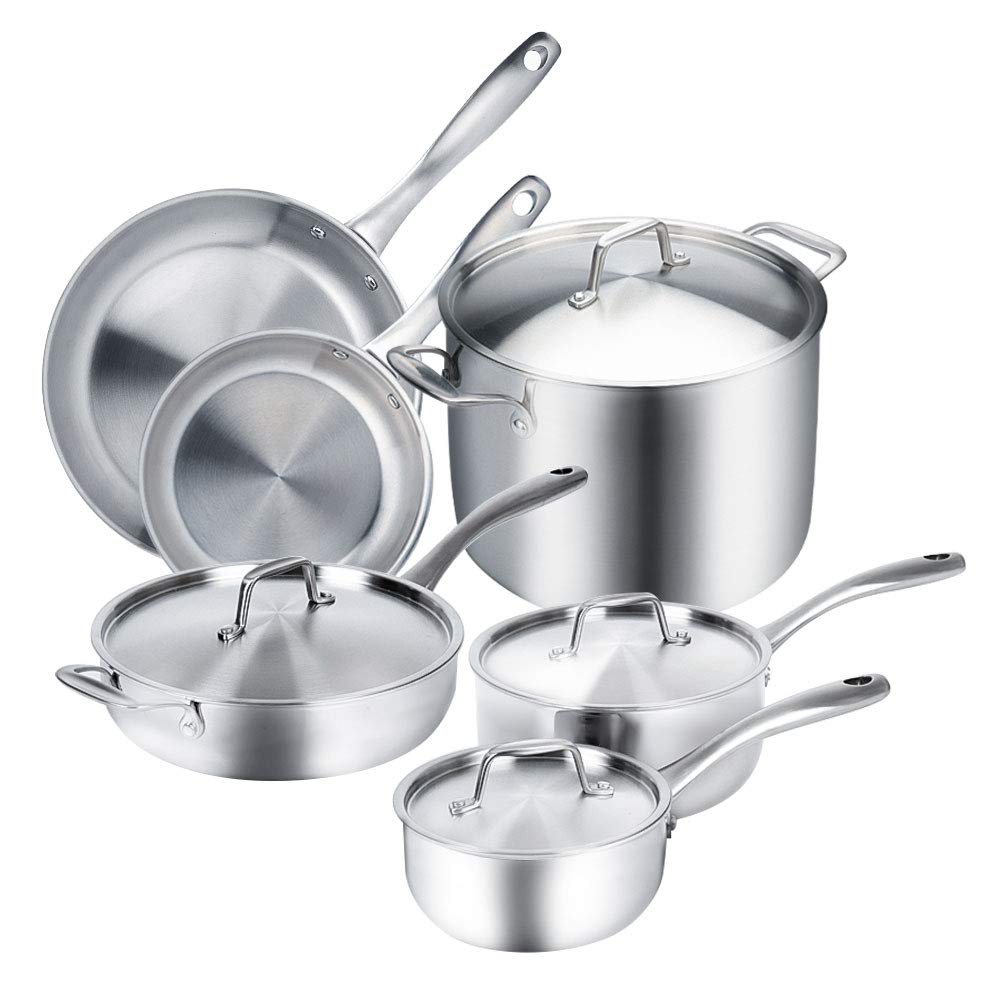 Duxtop Whole-Clad Tri-Ply Stainless Steel Cookware Set