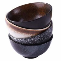 Japanese Style 4.5 Inch Rice Bowls Set of 4, Creative Ceramic Home Rice Salad Bowl Noodle Bowl, Soup Bowl