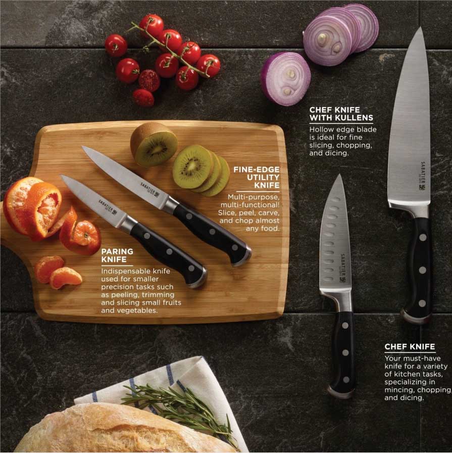 Sabatier-Self-Sharpening-Edgekeeper-Pro-12-Piece-Forged-Triple-Rivet-Knife-Block-Set Sabatier Self-Sharpening Edgekeeper Pro